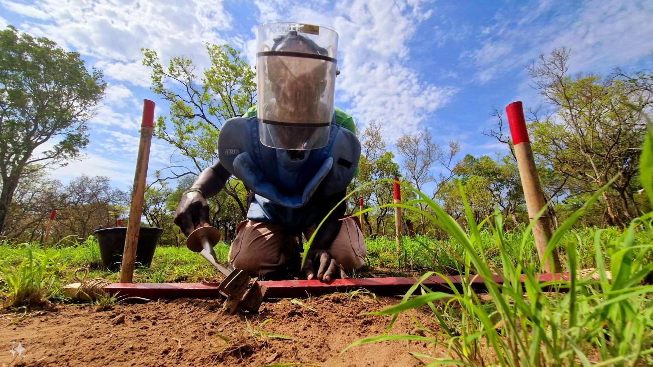 A deminer demonstrating clearance