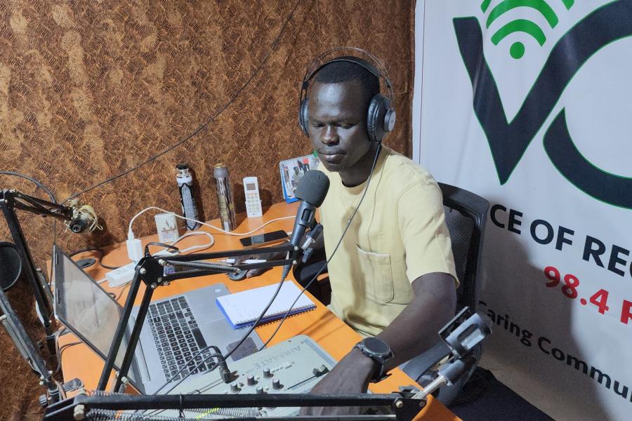 Journalist in Bor during the 2024 World Radio Day Celebration. 
